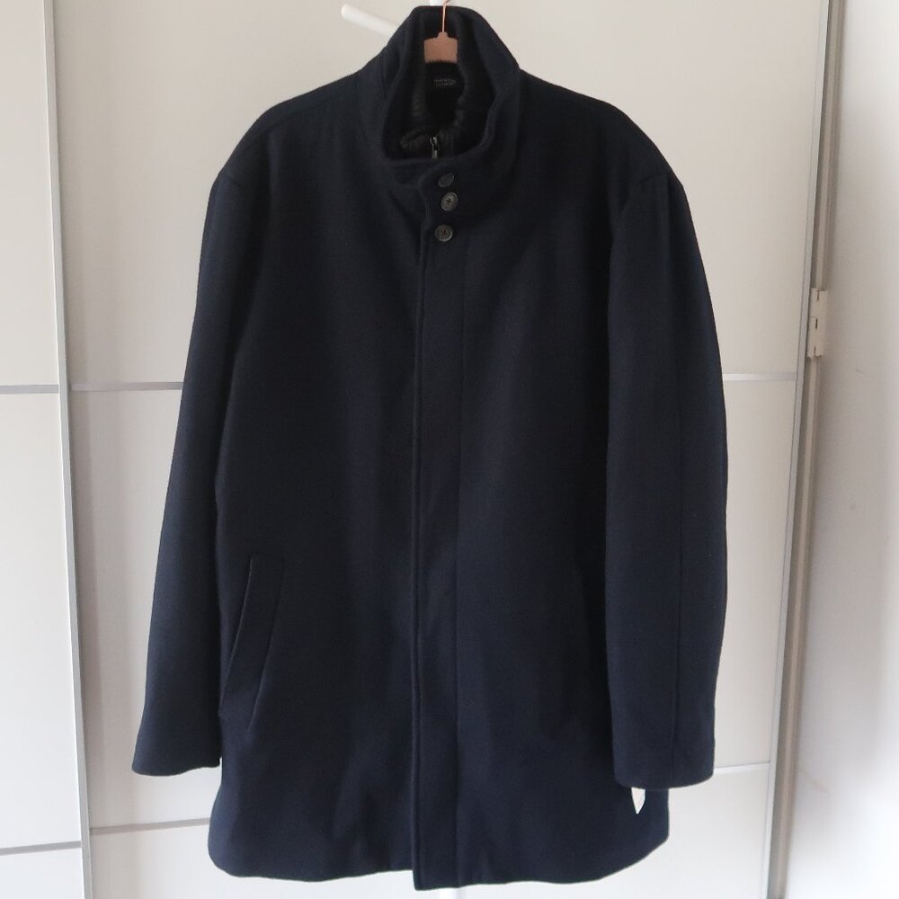 Cardinal of Canada Navy Blue Wool Winter Coat Stand Collar Quilted Lining XXL - Picture 3 of 12